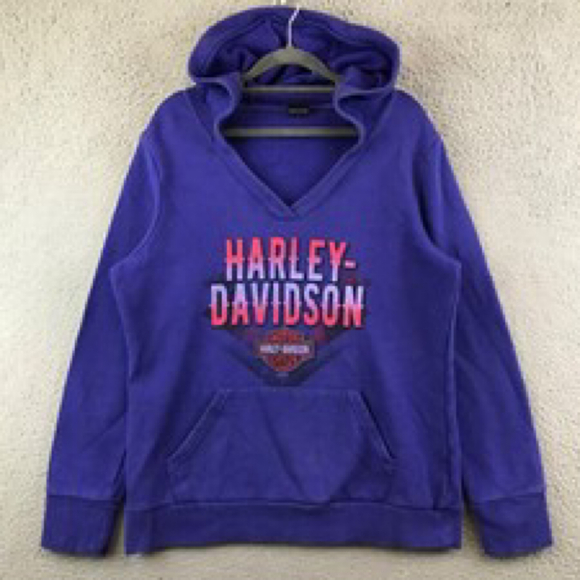 Harley Davidson Laconia, NH Drawstring Hoodie  Blue Sz XL - Picture 1 of 10